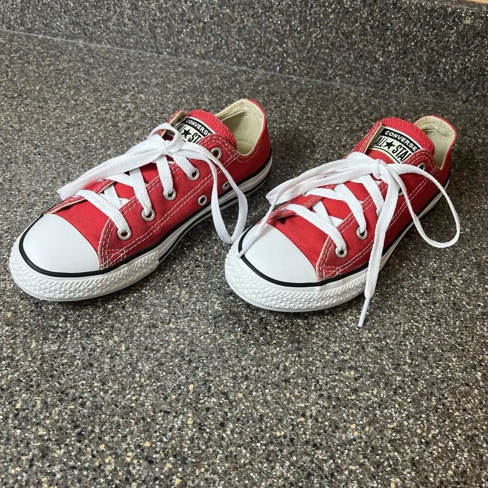 Converse All Star Kids Youth 2 Red Canvas Low Top Lace Up Comfort Casual Sneaker